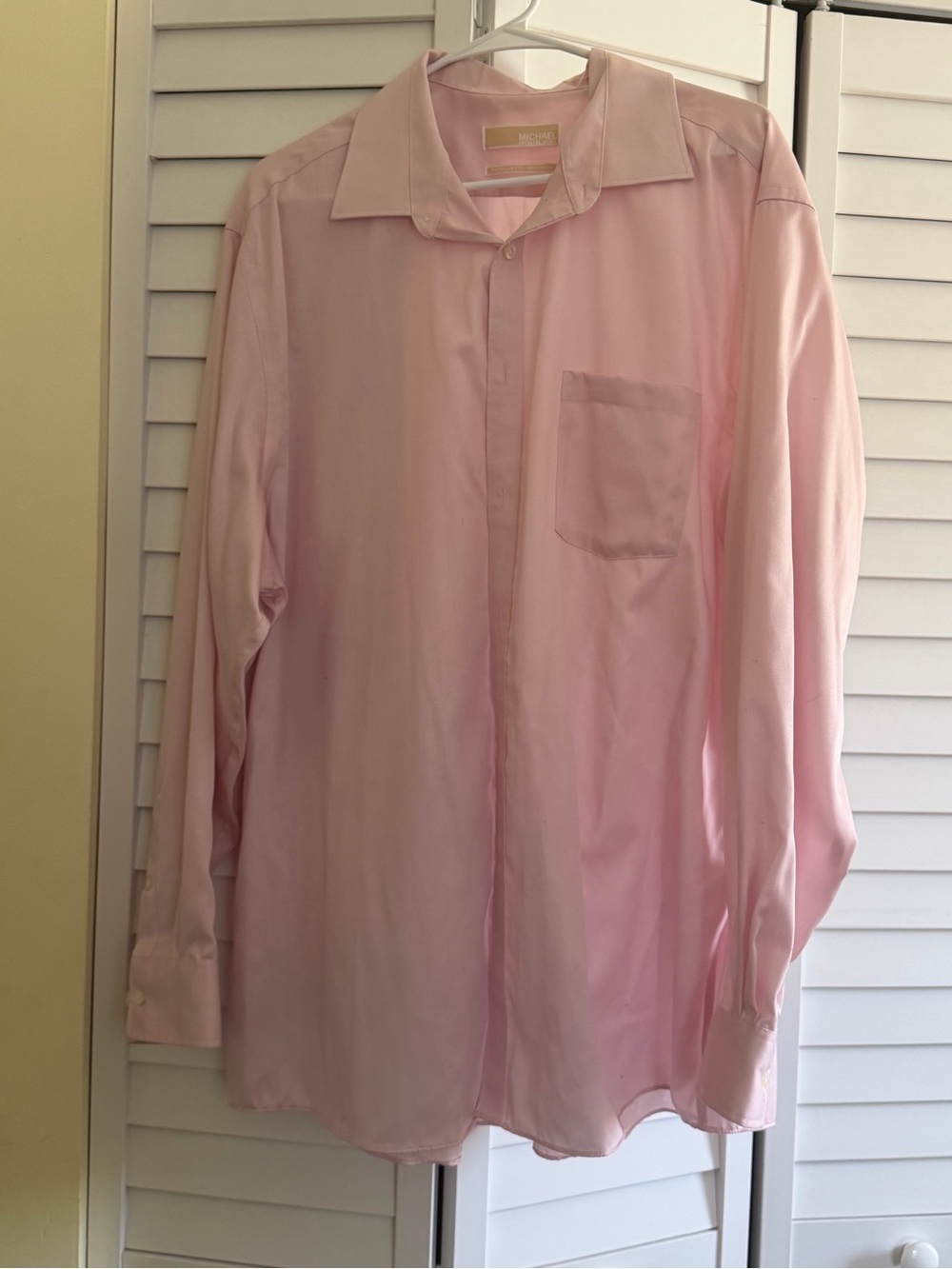 Michael Kors Men's Pale Pink Long-Sleeve Dress Shirt
